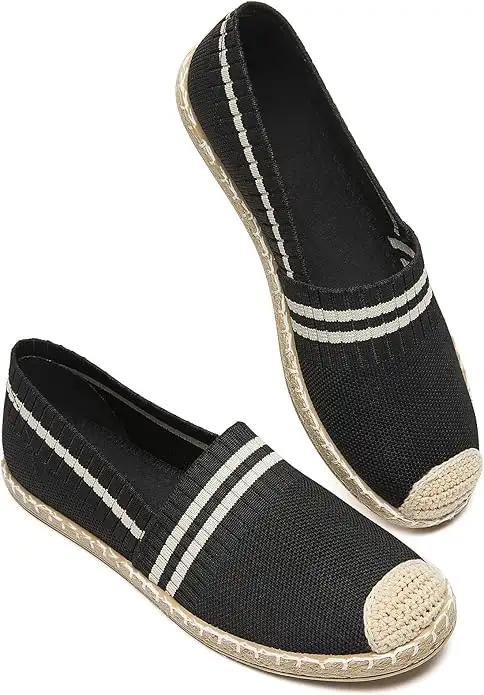 Womens Espadrilles Breathable Flats Shoes Mesh Slip on Loafers Soft White Flats - Image 7